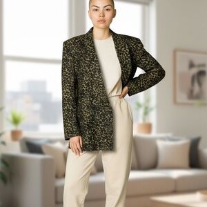 KENAR | Ann Tjian For Kenar Vintage 100% Linen Animal Print Blazer